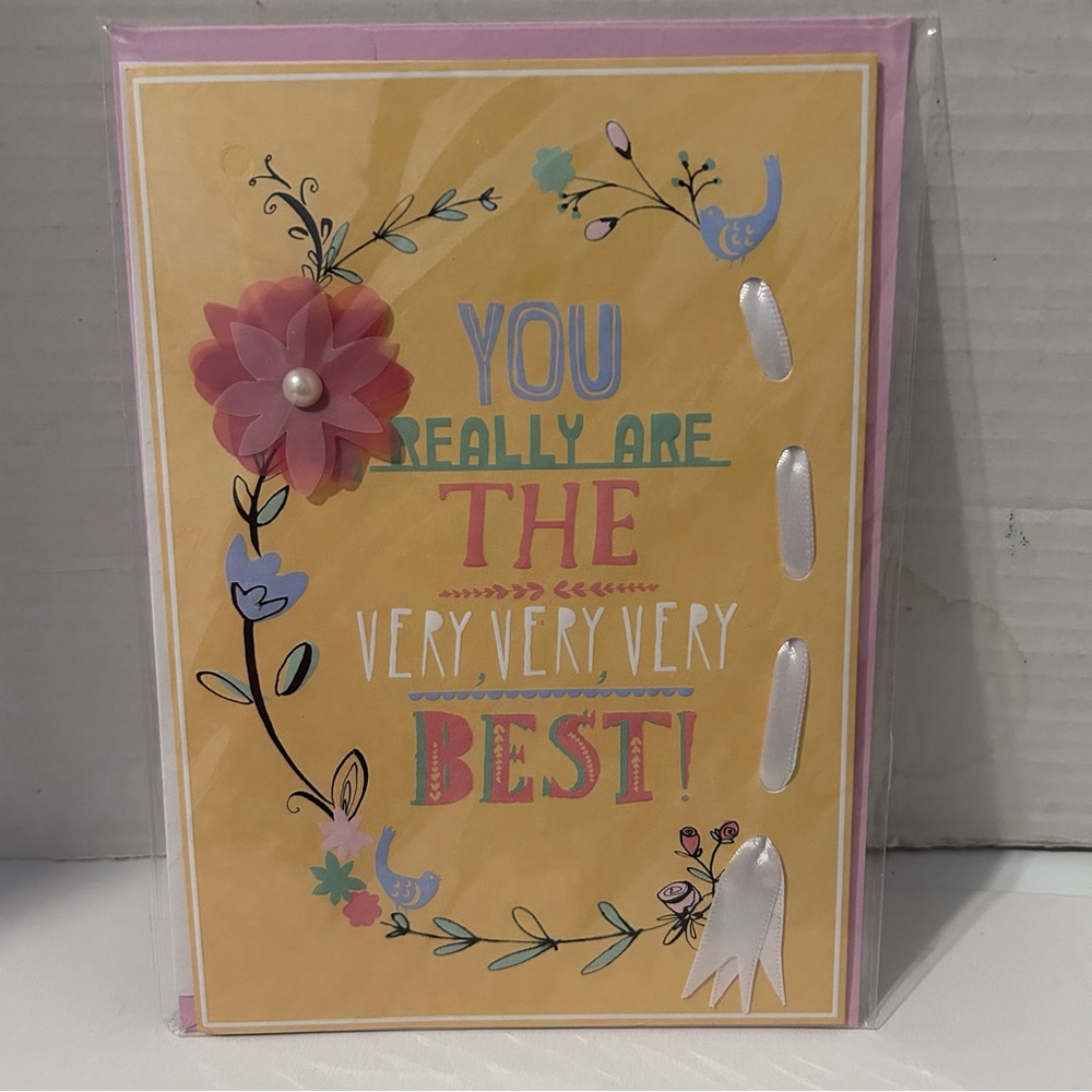 Floral Greeting Card with Ribbon Accents - Gratitude